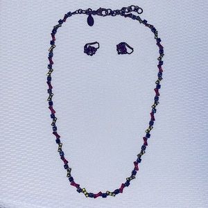 Sorrelli Red Blue Green Crystal Necklace/Earrings